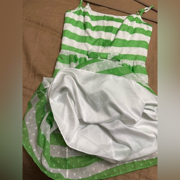 Lilly Pulitzer Antonia mini Dress in New Green Awning Stripe - Picture 6 of 11